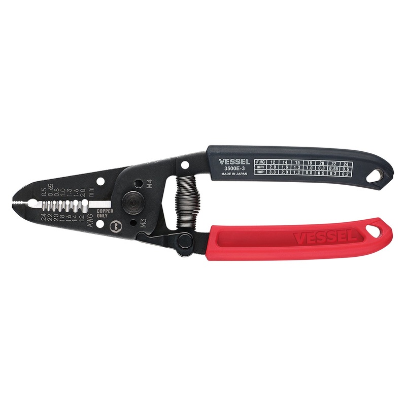 Vessel Tools Black Solid and Stranded Wire Stripper with Thread Cutter – VL WS3500E3