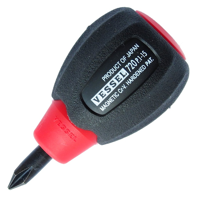 Vessel Tools Cushion Grip Stubby Screwdriver, PH1 x 15mm – VL 720P115