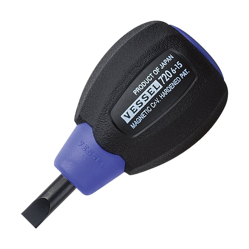 Vessel Tools Cushion Grip Stubby Slotted Screwdriver, 6 x 15mm – VL 720S615