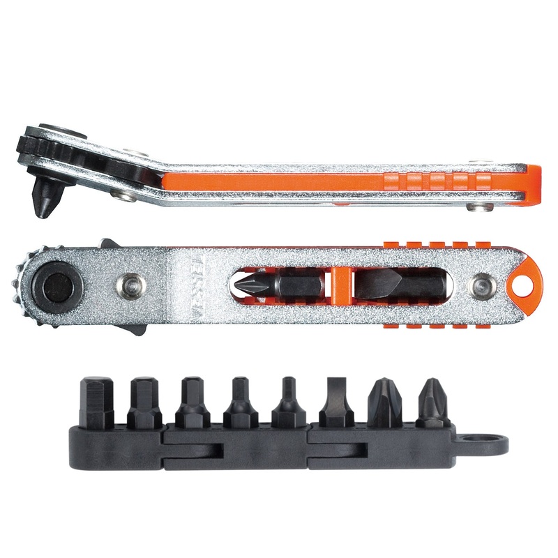 Vessel Tools Flat-Shaped Bent-Up Ratchet Screwdriver with 11 Piece Bits – VL TX79U