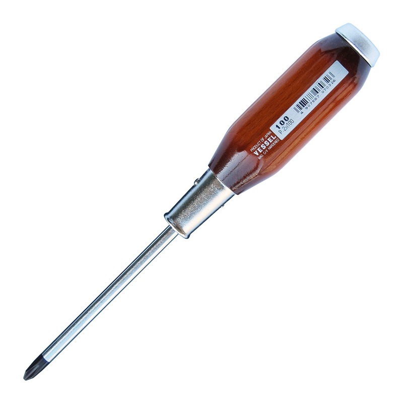 Vessel Tools Powerful Tang-Thru Screwdriver, PH2 x 100mm – VL 100P2100