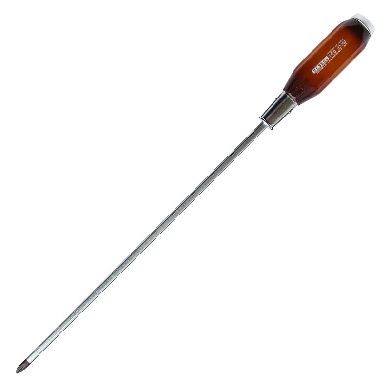 Vessel Tools Powerful Tang-Thru Screwdriver, PH2 x 300mm – VL 100P2300