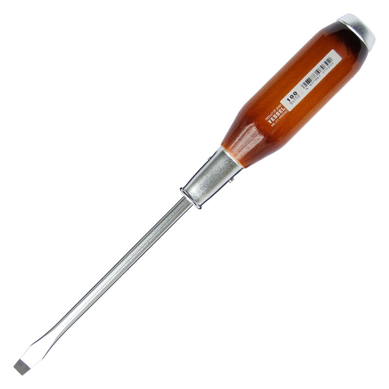 Vessel Tools Powerful Tang-Thru Slotted Screwdriver, 8 x 150mm – VL 100S8150