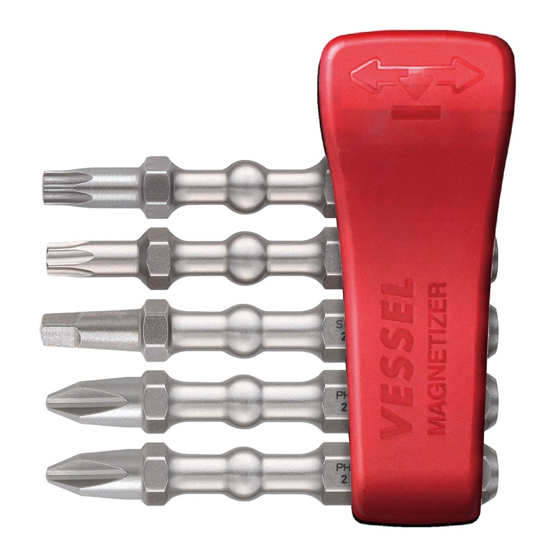 Vessel Tools Set of 4 Impact Ball Torsion Bit with Magnetic Charge Holder, PH2, SQ2, T20, T25 x 50mm – VL IBMG50K003