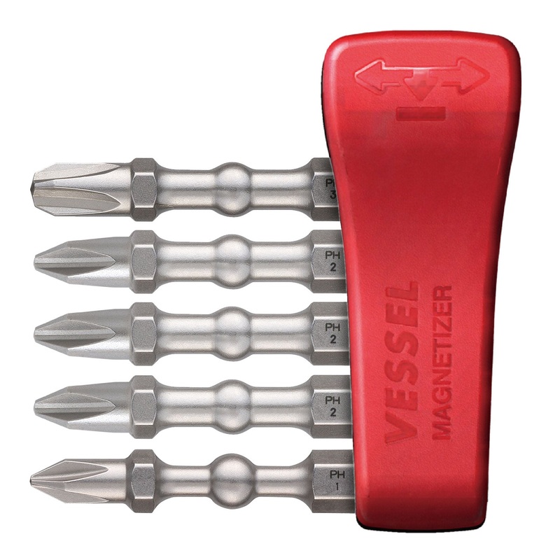 Vessel Tools Set of 5 Impact Ball Torsion Bit with Magnetic Charge Holder, PH1(1), PH2(3), PH3(1) x 50mm – VL IBMG50K001