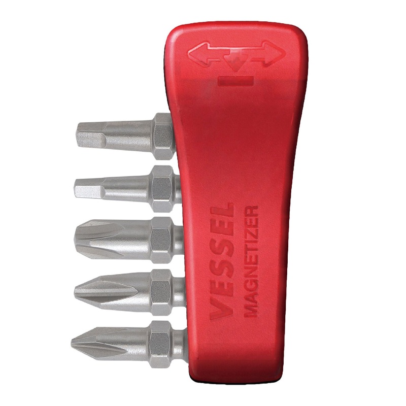 Vessel Tools Set of 5 Impact Ball Torsion Bit with Magnetic Charge Holder, PH1, PH2, PH3, SQ2, SQ3 x 30mm – VL IBMG30K001