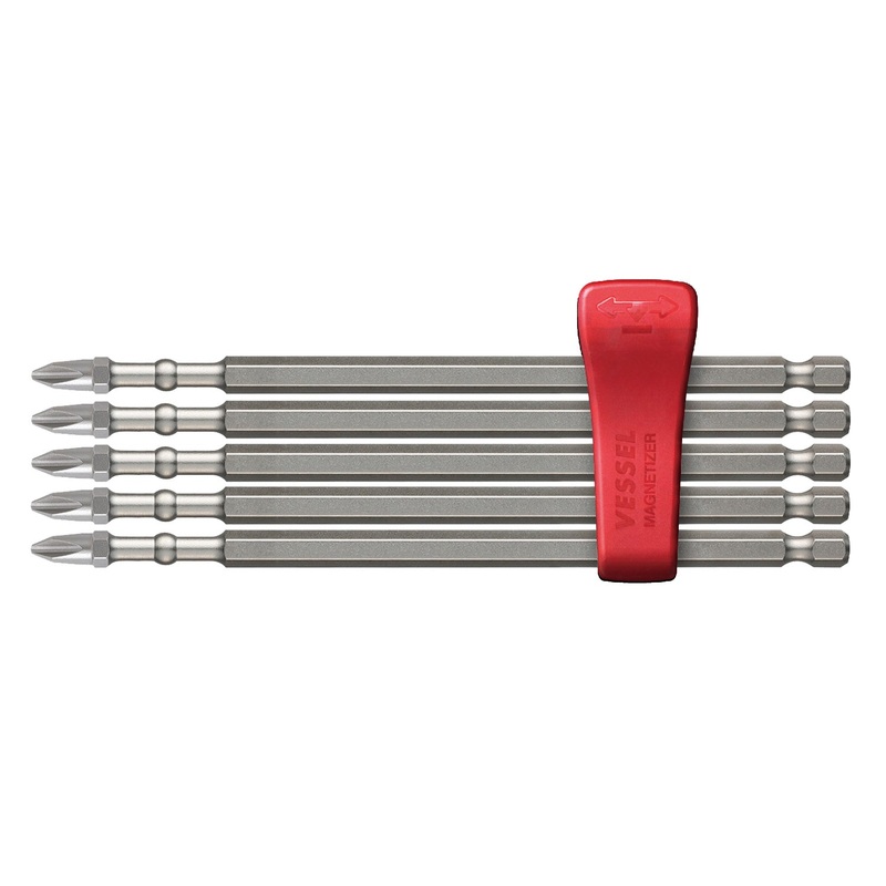 Vessel Tools Set of 5 Impact Ball Torsion Bit with Magnetic Charge Holder, PH2 x 150mm – VL IBMG150PH2K5