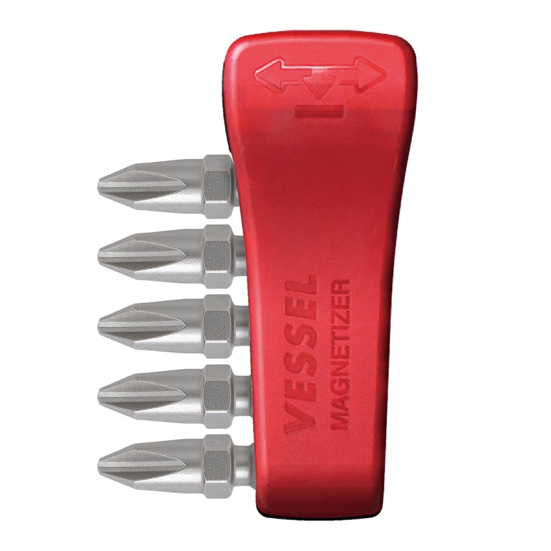 Vessel Tools Set of 5 Impact Ball Torsion Bit with Magnetic Charge Holder, PH2 x 30mm – VL IBMG30PH2K5