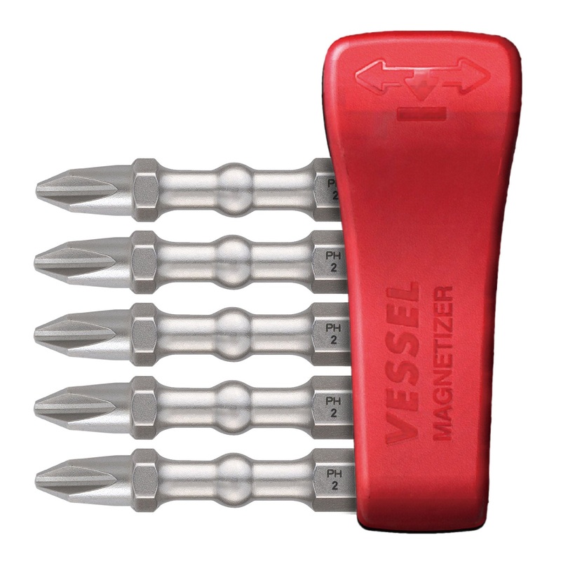 Vessel Tools Set of 5 Impact Ball Torsion Bit with Magnetic Charge Holder, PH2 x 50mm – VL IBMG50PH2K5