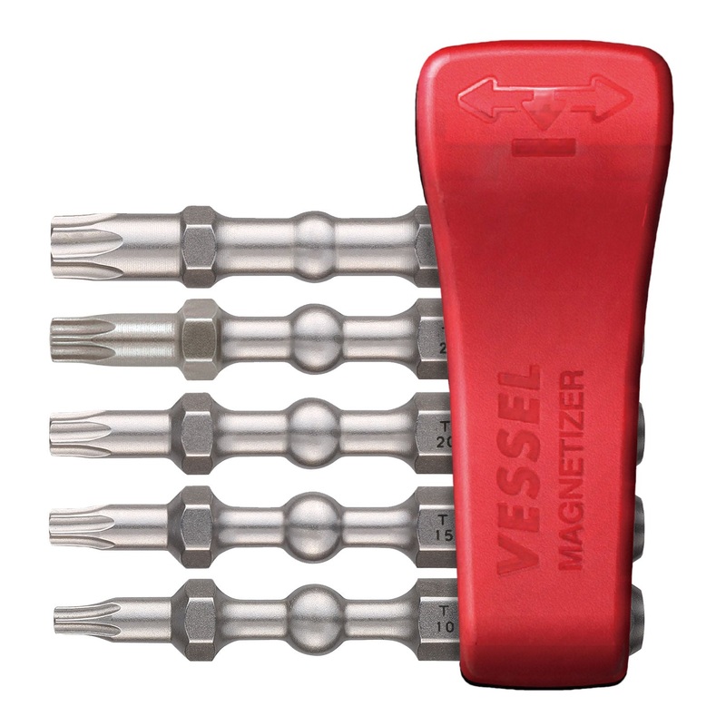 Vessel Tools Set of 5 Impact Ball Torsion Bit with Magnetic Charge Holder, T10, T15, T20, T25, T30 x 50mm – VL IBMG50K002