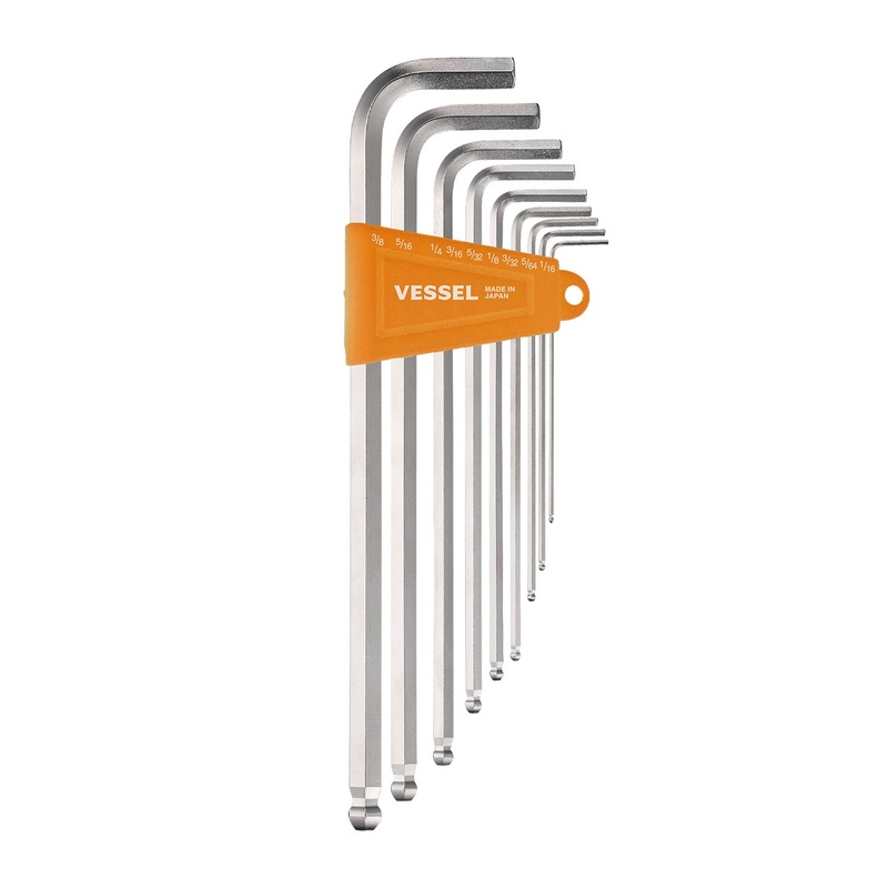 Vessel Tools Set of 9 Ball Point Long Wrench, 1/16 – 3/8 in – VL 8309BPLINU