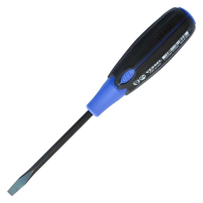 Vessel Tools Super Cushion Slotted Screwdriver, 6 x 100mm – VL 700S6100
