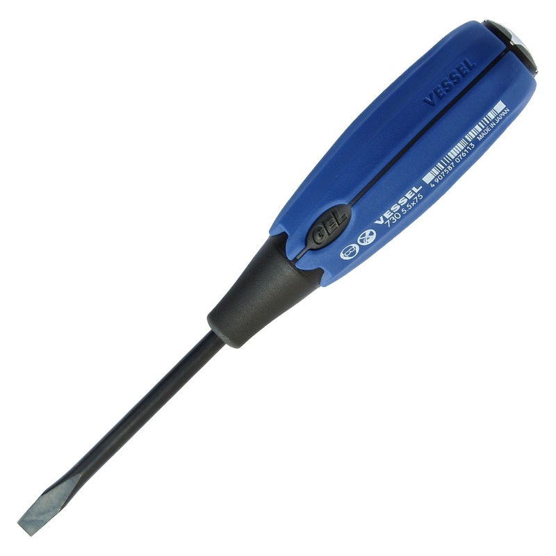 Vessel Tools Super Cushion Tang-Thru Slotted Screwdriver, 5.5 x 75mm – VL 730S5575