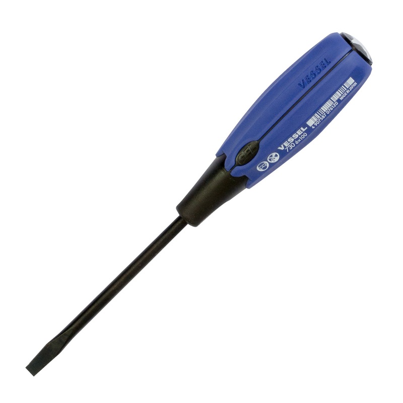 Vessel Tools Super Cushion Tang-Thru Slotted Screwdriver, 6 x 100mm – VL 730S6100
