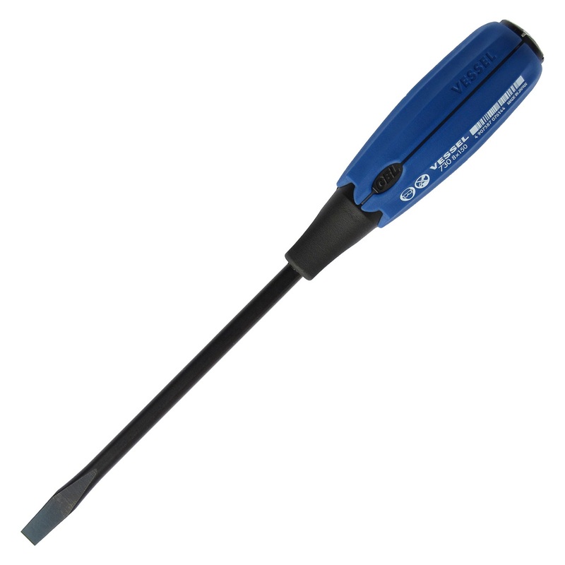 Vessel Tools Super Cushion Tang-Thru Slotted Screwdriver, 8 x 150mm – VL 730S8150