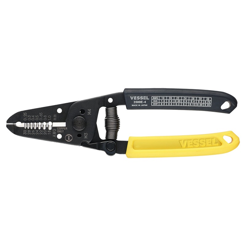 Vessel Tools Yellow Solid and Stranded Wire Stripper with Thread Cutter – VL WS3500E4