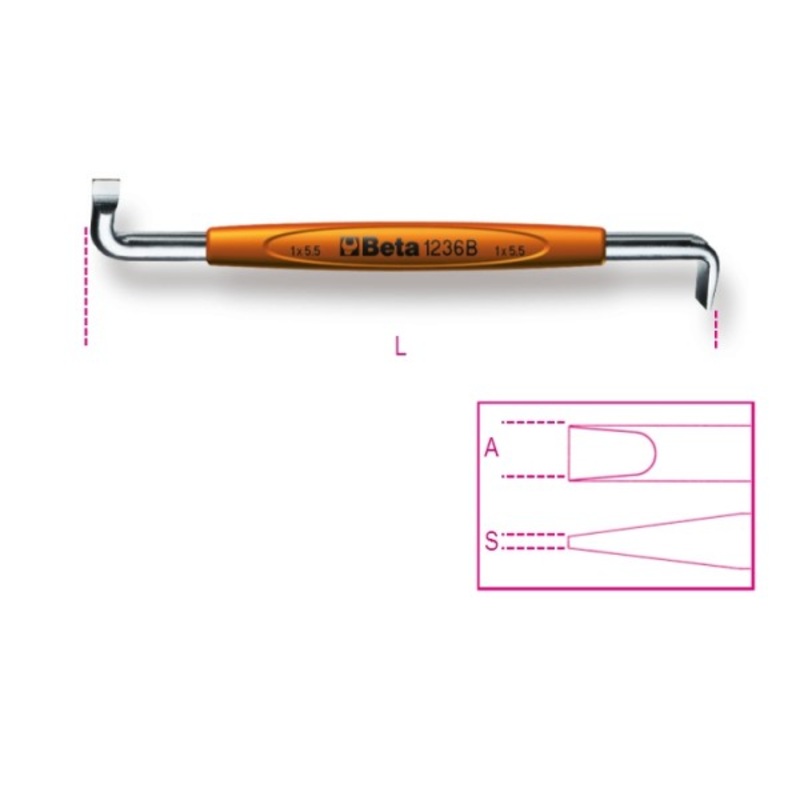 Beta Tools (Article# 1236B 1.2X8) 1.2 x 8 Offset Screwdriver for Slotted Head Screws – BT 12360204
