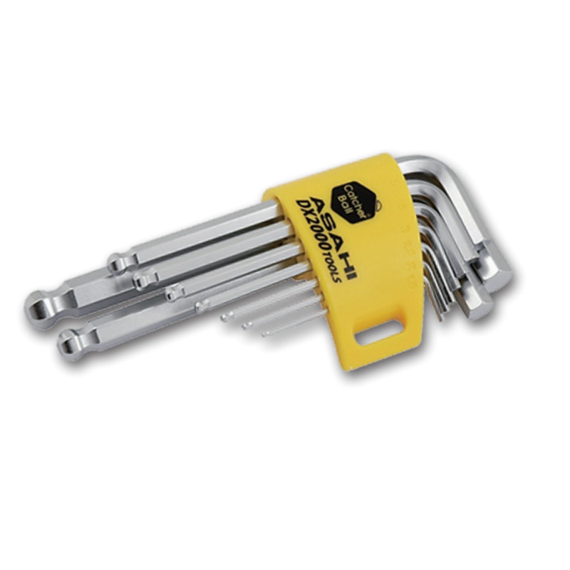 ASAHI Catcher Wrench SHORT Hexagon Ball Key Set with Catcher Ball, 9 Pieces, Metric – AZKS910