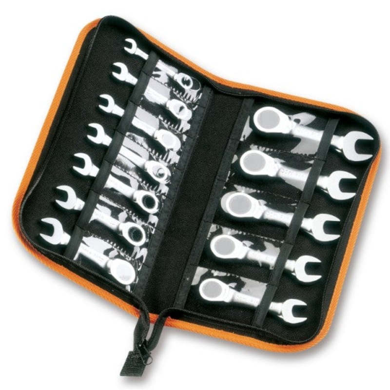 Beta Tools (Article# 142C/A12) Set of 12 Ratcheting Combination Wrenches, Stubby, 8mm-19mm – BT 1420175