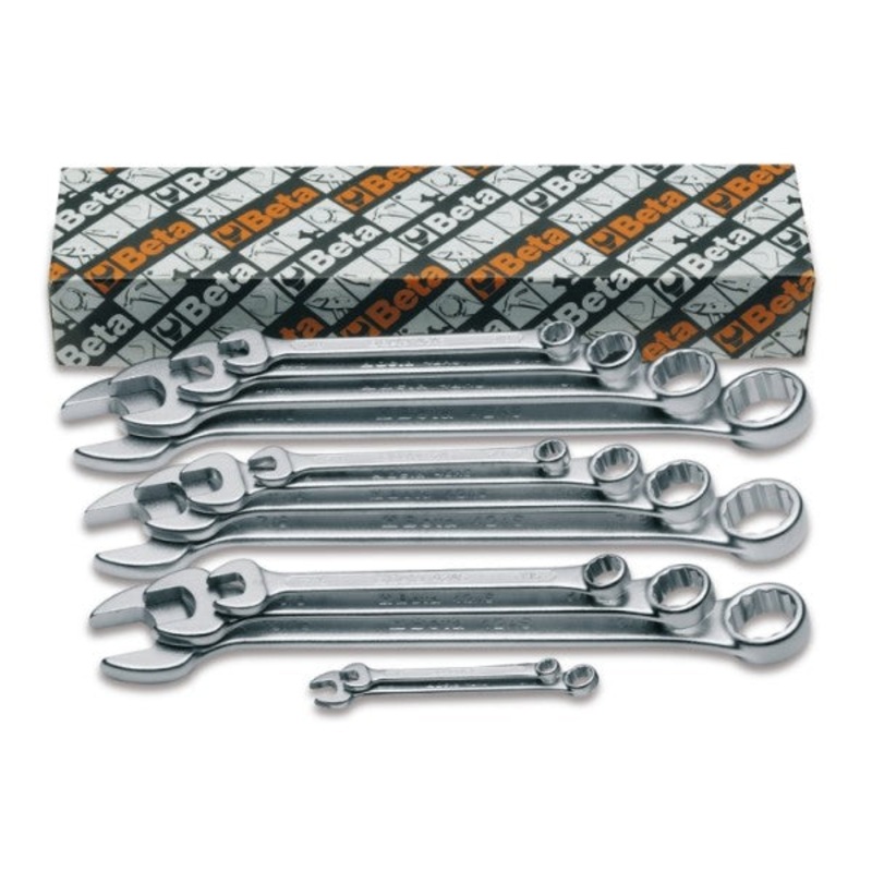 Beta Tools (Article# 42AS/13) Set of 13 15 deg Offset Combination Wrench, 1/4 in – 1 in, Chrome-Plated – BT 420163