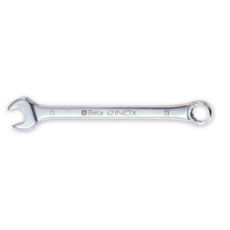 Beta Tools (Article# 42INOX 27) 27mm 12 Point 15 deg Offset Combination Wrench, 11 7/16 in OAL, INOX Stainless Steel, Polished Finish – BT 420327