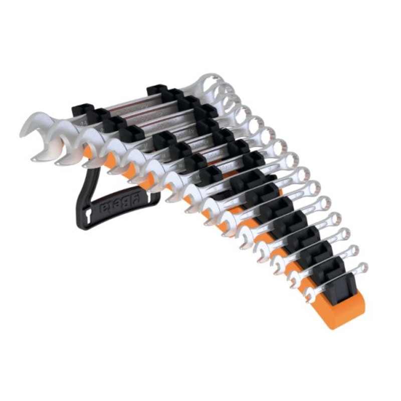 Beta Tools (Article# 42NEW/SP15) Set of 15 – 15 deg Offset Combination Wrench with Holder, Slim Profile, Ergonomic Design, Chrome-Plated – BT 421078