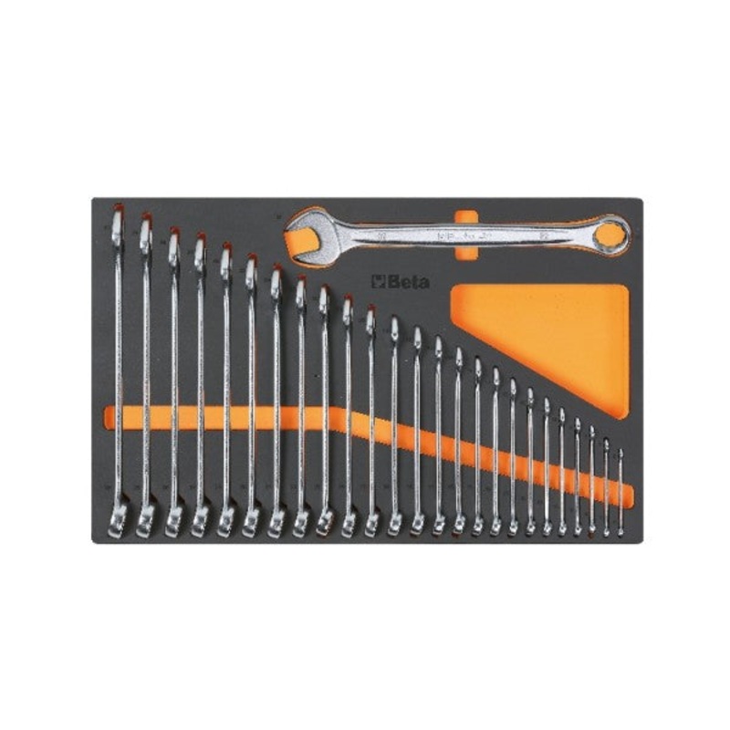 Beta Tools (Article# M02) Set of 26 Combination Wrenches with Foam Tray, 6mm-32mm – BT 24500002