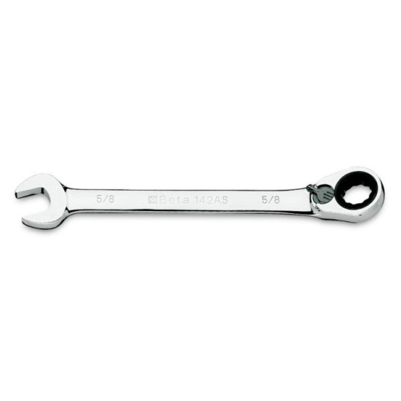 Beta Tools (Article# 142AS 9/16) 9/16 Reversible Ratcheting Combination Wrench, 15 deg Offset, Chrome-Plated – BT 1420314