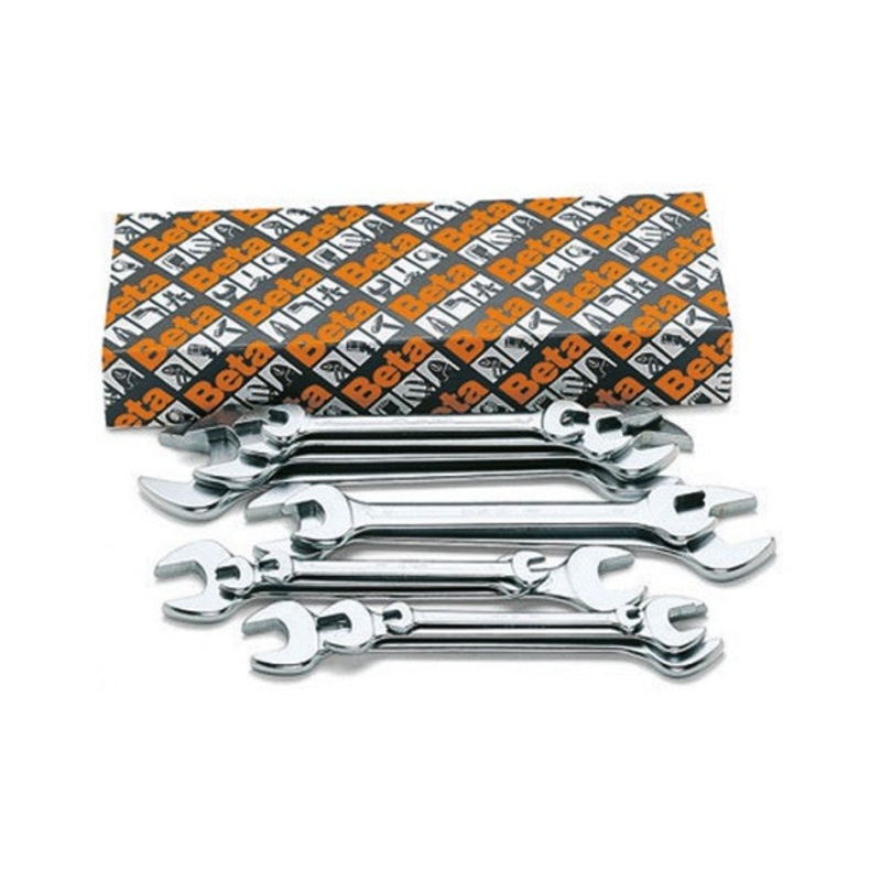 Beta Tools (Article# 55/S8) Set of 8 Double End, Open End Wrenches, Matte Chrome – BT 550174