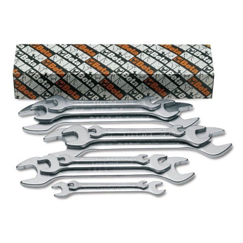 Beta Tools (Article# 55AS/5) Set of 5 Double End, Open End Wrenches, Matte Chrome – BT 550290
