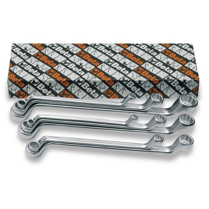 Beta Tools (Article# 90/S8) Set of 8 Double End, 12 Point Offset Box End Wrenches, Chrome-Plated – BT 900162