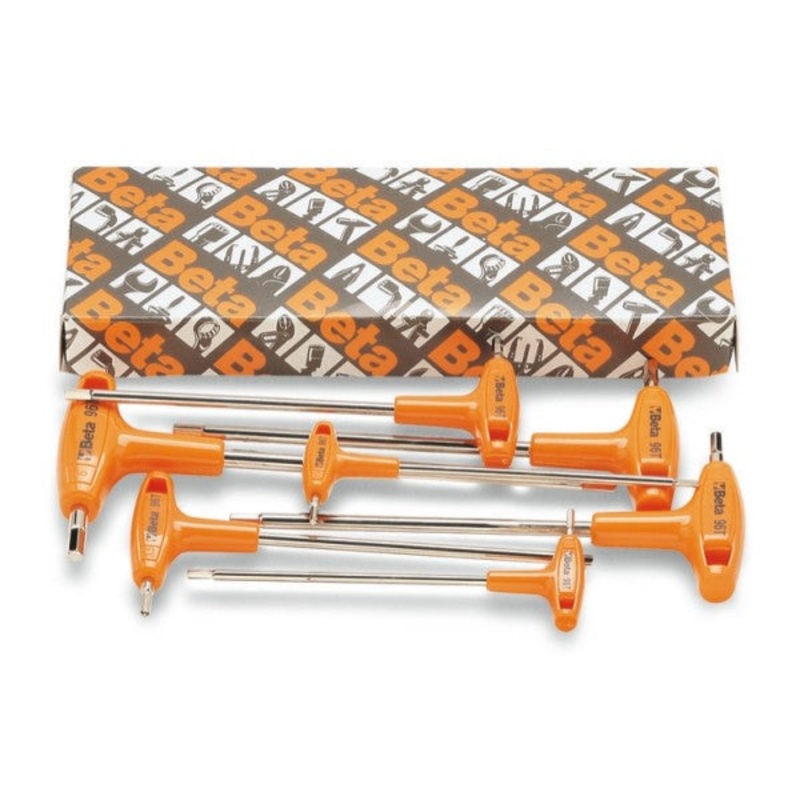 Beta Tools (Article# 96T/S11) Set of 11 Offset Hexagon Key Wrenches with High Torque T-Handles, Chrome-Plated, 2mm-10mm – BT 960951