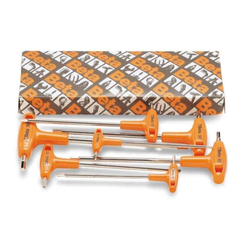 Beta Tools (Article# 96T/S5P) Set of 5 Offset Hexagon Key Wrenches with High Torque T-Handles, 2.5mm-6mm – BT 960946