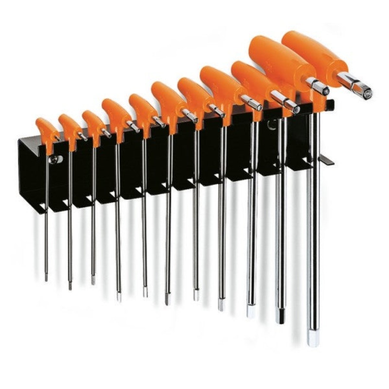 Beta Tools (Article# 96T/SP11) Set of 11 Offset Hexagon Key Wrenches with Holder, High Torque T-Handles, 2mm-10mm – BT 960957
