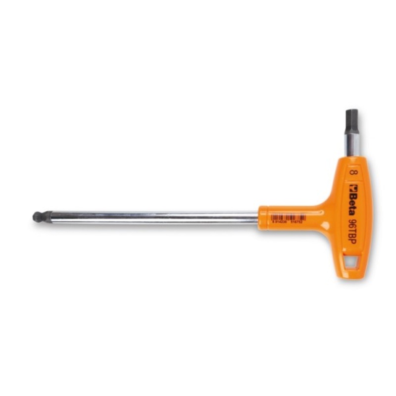 Beta Tools (Article# 96TBP 4) 4mm Ball End Offset Hexagon Key Wrench with High Torque T-Handle, Chrome-Plated – BT 960687
