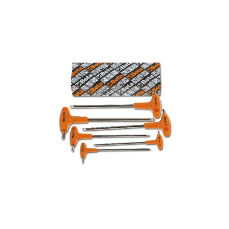 Beta Tools (Article# 96TBP/S6) Set of 6 Ball End Offset Hexagon Key Wrenches with High Torque T-Handle, Chrome-Plated, 2.2mm-8mm – BT 960694