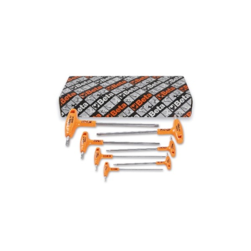 Beta Tools (Article# 96TINOX-AS/S7) Set of 7 Offset Hexagon Key Wrenches with High Torque T-Handle, INOX Stainless Steel – BT 961877
