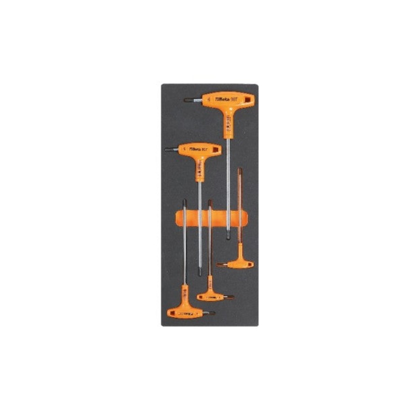 Beta Tools (Article# M52) Set of 5 High Torque Offset Hexagon Key Wrench in Soft Thermoformed Tray for Tool Cabinet – BT 24500052