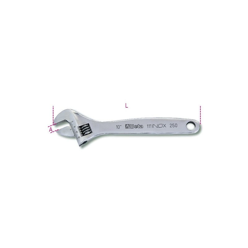 Beta Tools (Article# 111INOX 200) 8 in INOX Stainless Steel Adjustable Wrench – BT 1110320