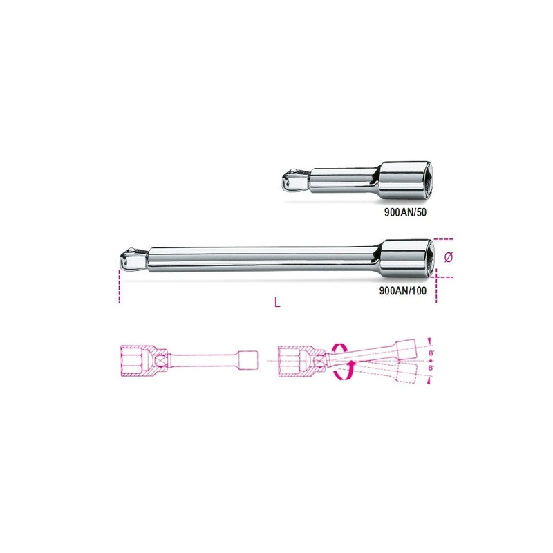 Beta Tools (Article# 900AN/100) 1/4 in Drive Wobble Extension Bar, 100mm – BT 9000826