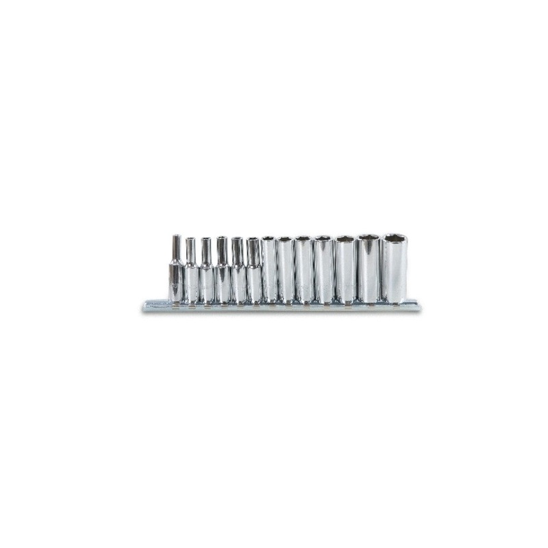 Beta Tools (Article# 900L/SB13) Set of 13 Hexagon Hand Socket, Long Series, 1/4 in Female Drive, Chrome-Plated, 4mm-14mm – BT 9000203