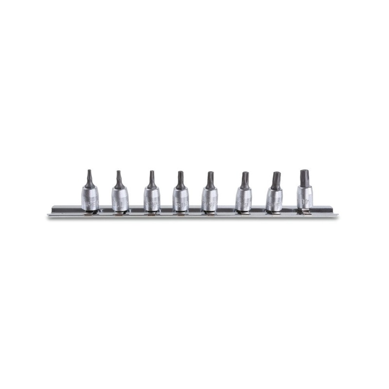 Beta Tools (Article# 900TX/SB8) Set of 8 Socket Drivers on Rail for Torx Head Screws T8 – T40 – BT 9000730