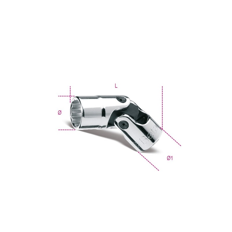 Beta Tools (Article# 910B/SN 10) 10mm, Swivel End Bi-Hexagon Hand Socket, 12 Point 3/8 in Drive, Chrome-Plated – BT 9100230