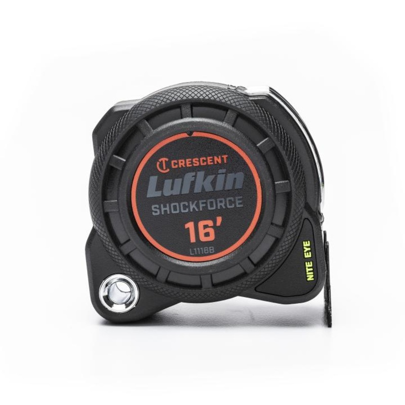 LUFKIN 1-3/16 in x 16 ft Shockforce Nite Eye G1 Dual Sided Tape Measure, 6 in – GW L1116B-02 Measuring Tape