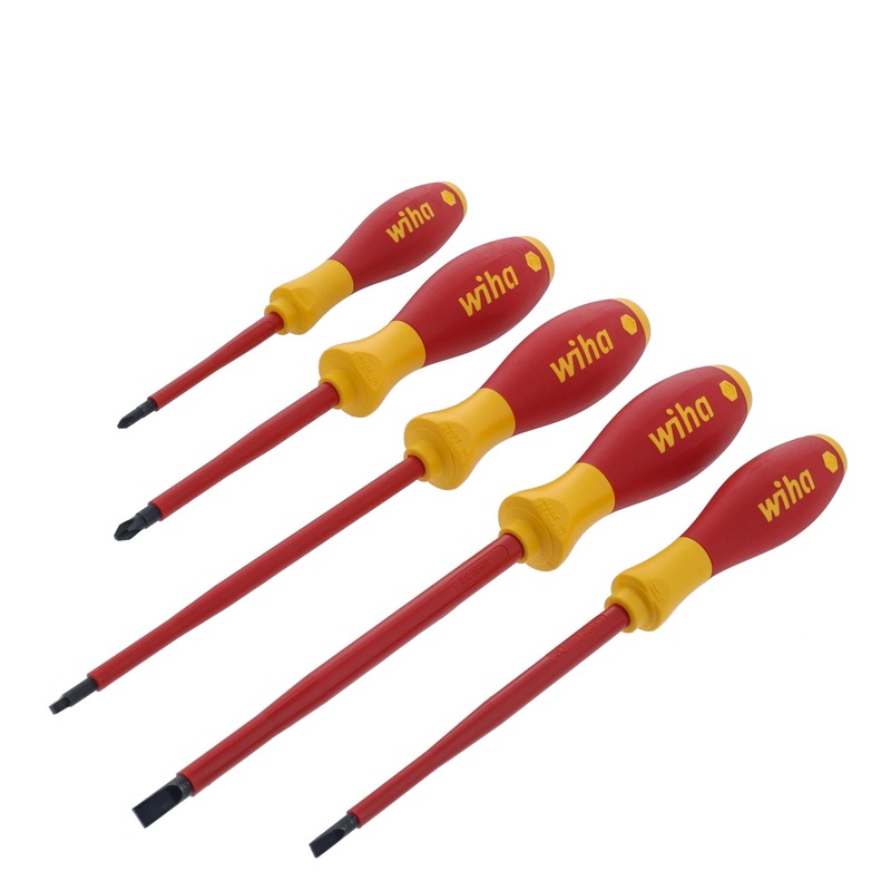 Wiha Set of 5 SoftFinish Insulated Slotted/Phillips/Square Screwdriver – WI 32059