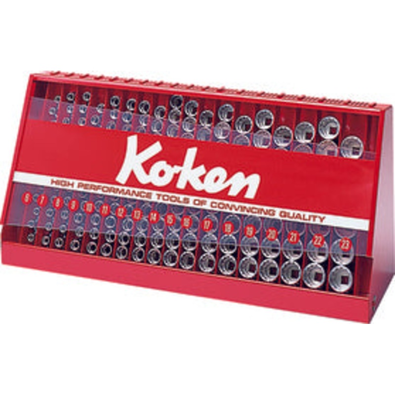 Ko-ken Tools 1/2 Sq. Dr. 103 Piece 6-Point SAE Socket set 3/8-1.1/4 in Display Stand
