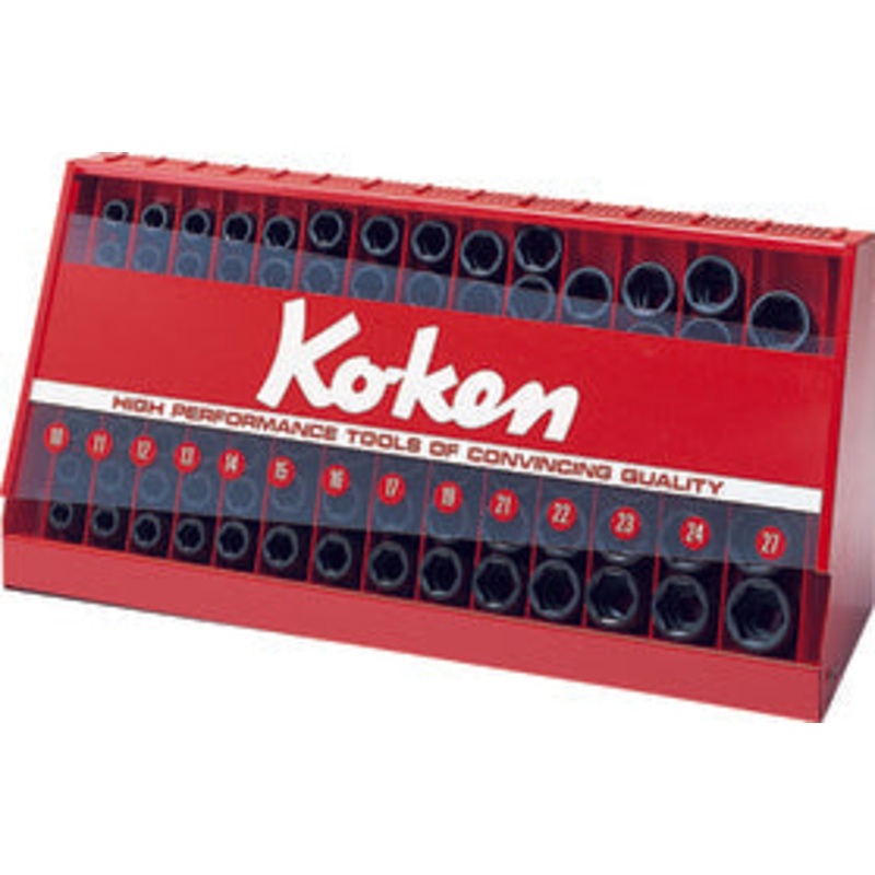 Ko-ken Tools 1/2 Sq. Dr. 98 Piece 6-Point, Impact, Metric Socket Set 10-27mm in Display Case