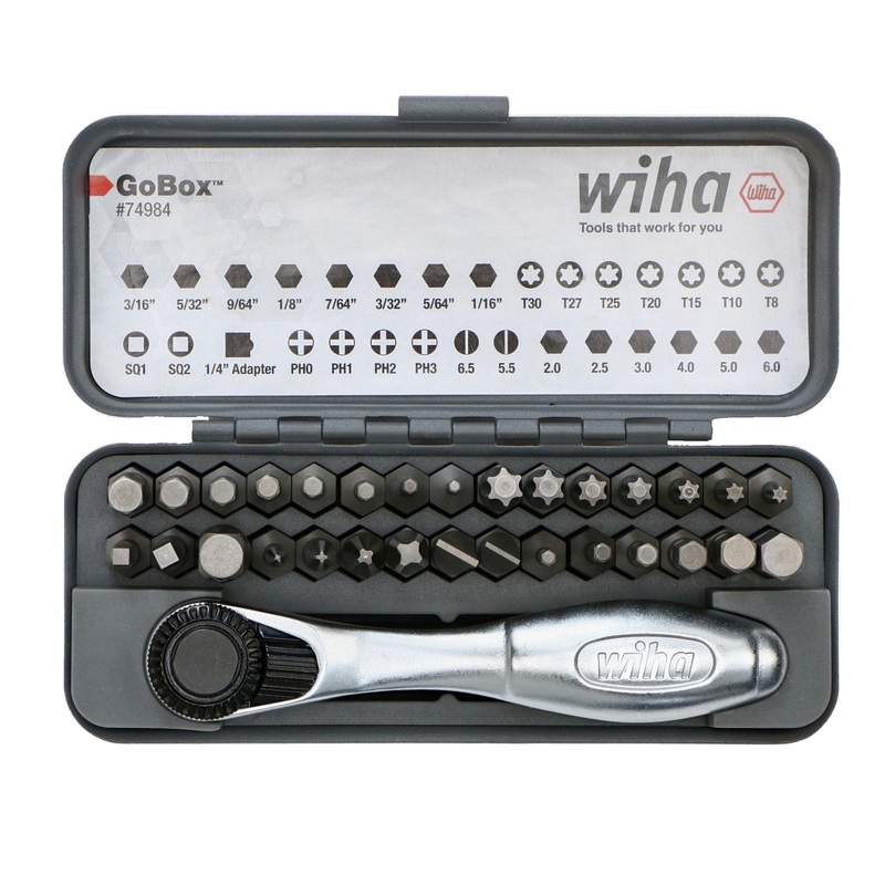 Wiha Set of 32 GoBox Standard Bit with Mini Ratchet – WI 74984