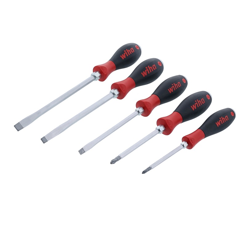 Wiha Set of 5 SoftFinish Extra Heavy Duty Slotted and Phillips Screwdriver – WI 53095