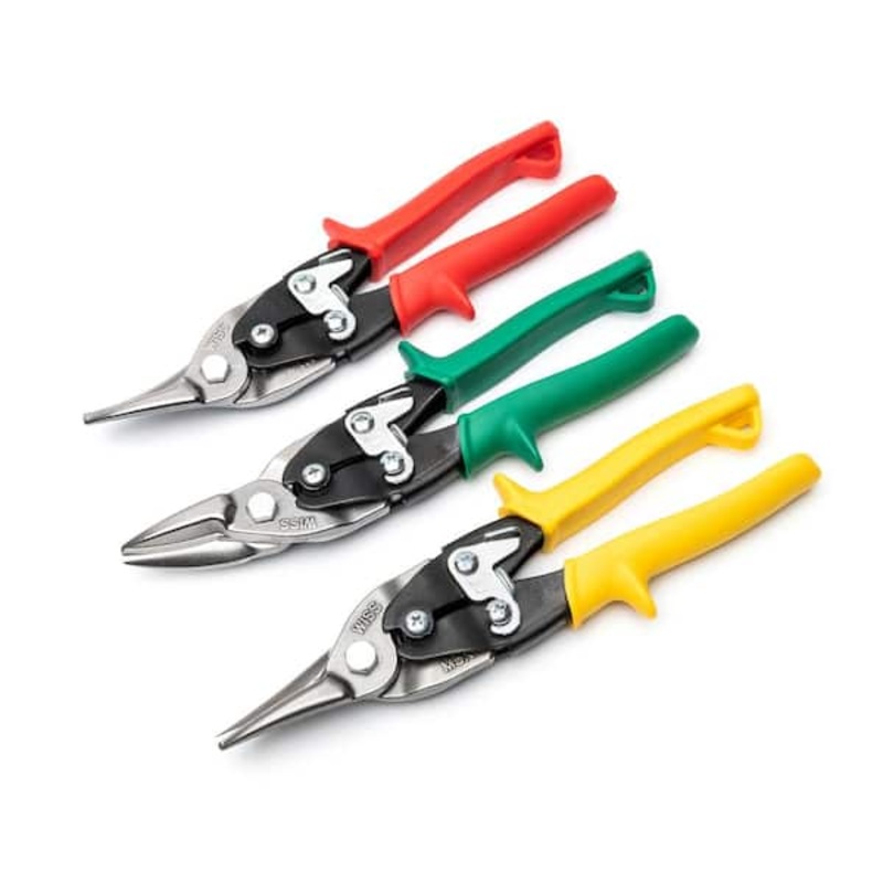 WISS Set of 3 Straight, Left and Right Cut Aviation Snips, 9.25 in, M1R, M2R, M3R – GW M123R